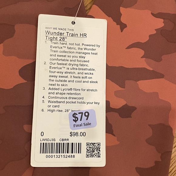 NWT lululemon wunder train Harbtight 28” 0 - Picture 2 of 3